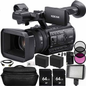 Sony PXW-Z150 4K XDCAM Camcorder 64GB Bundle 14PC Accessory Kit. Includes 2 SanDisk Extreme PRO 64GB SDXC Memory Cards + 2 Replacement F970 Batteries + AC/DC Rapid Home & Travel Charger + MORE