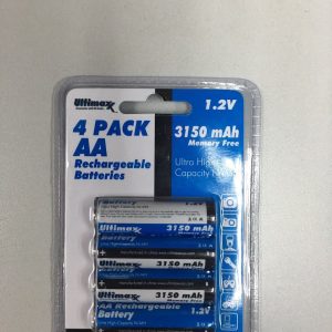 Ultimaxx 4 AA RECHARGEABLE NiMH BATTERIES 3150 MAh