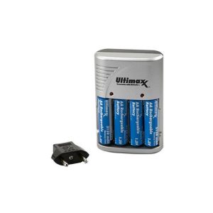 Ultimaxx 4 AA NiMH BATTERIES W/CHARGER (ALSO CHARGES AAA/9V)