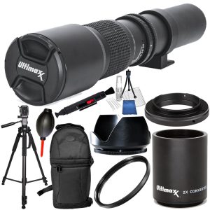 Ultimaxx 500mm F/8.0 Multi Coated High-Power Preset Telephoto Lens (for Canon) And Accessory Bundle