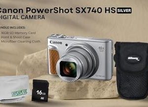 Canon PowerShot SX740 HS Digital Camera (Silver) 4PC Bundle - Includes 16GB SD Memory Card + Point & Shoot Case + Microfiber Cleaning Cloth