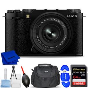FUJIFILM X-M5 Mirrorless Camera with XC 15-45mm f/3.5-5.6 Lens (Black) Bundle 1